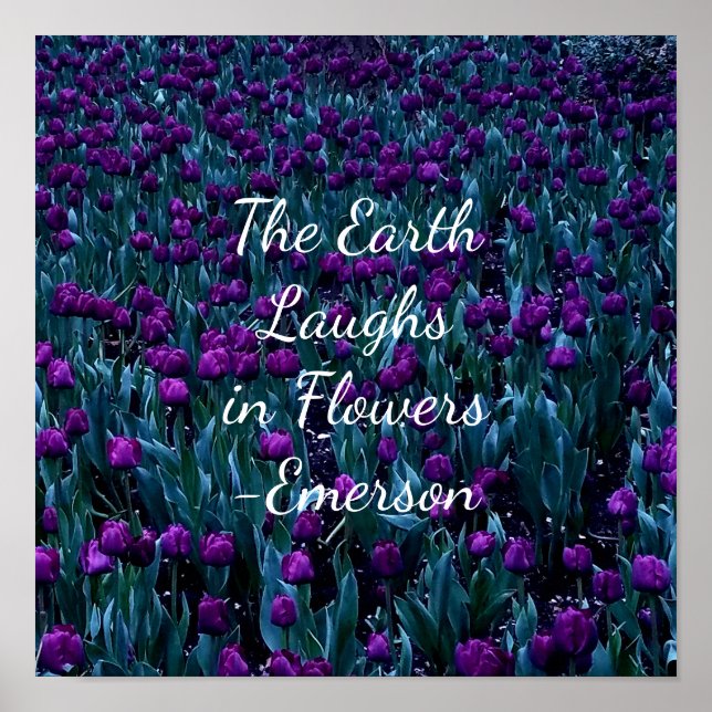 Emerson Inspiration Zitat in lila Tulpe Blume Poster (Vorne)