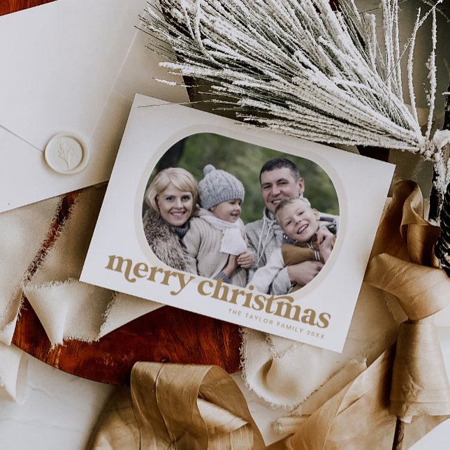 EMERY Gold Family Foto Einfach Frohe Weihnachten (EMERY Gold Family Photo Simple Merry Christmas Holiday Card)