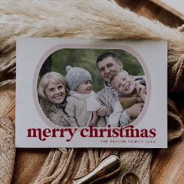 EMERY Red Pink Family Foto Einfach Frohe Weihnacht Feiertagskarte