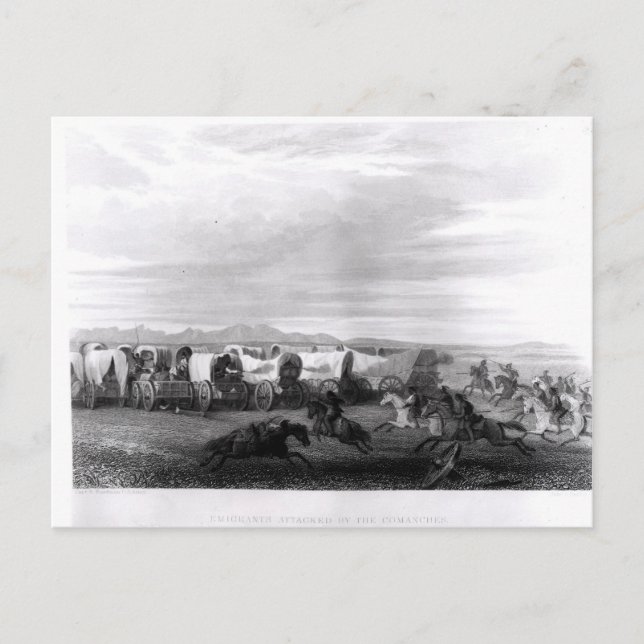 Emigranten angegriffen von den Komanchen Postkarte (Vorderseite)
