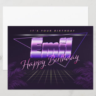 Emil Name Vorname lila retro Karte Geburtstag