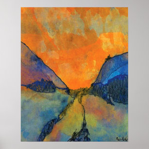 Emil Nolde Gebirgslandschaft Tal mit Sonnenunterga Poster