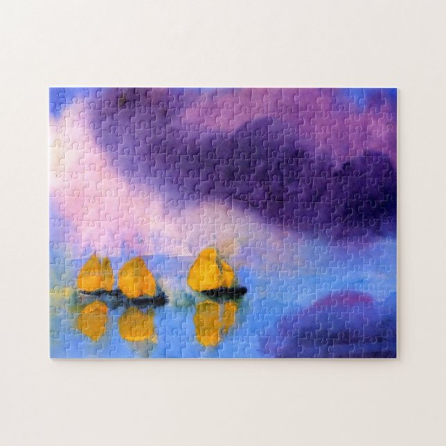 Emil Nolde - Meer mit Violettwolken und Segelboote (Horizontal)