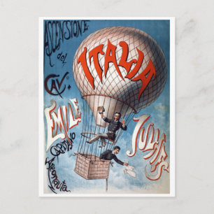 Emile Julhes Ballonfahrer Vintage-Illustration Postkarte