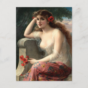 Emile Vernon Girl avec une carte postale