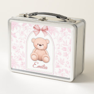 Emilia   Benutzerdefiniertes rosa Teddy-Bär-Kinder Metall Brotdose