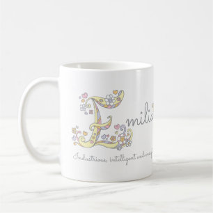 Emilia-Buchstabe E-Name bedeutet Monogramm-Tasse Kaffeetasse