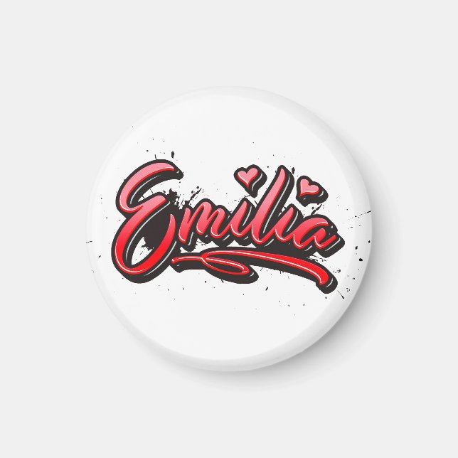 Emilia Heart Splash Graffiti Magnet (Vorne)