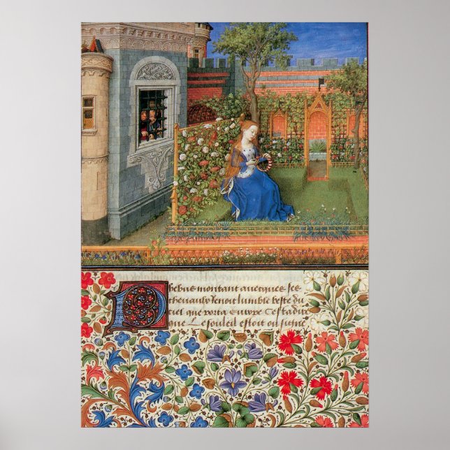 Emilia in Rosegarden Mittelalterliche Ausleuchtung Poster (Vorne)