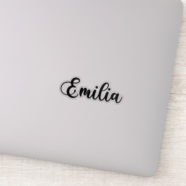 Emilia Name - Handgeschriebene Kalligrafie Aufkleber (Detail)