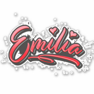 Emilia red Heart Graffiti Autocollants