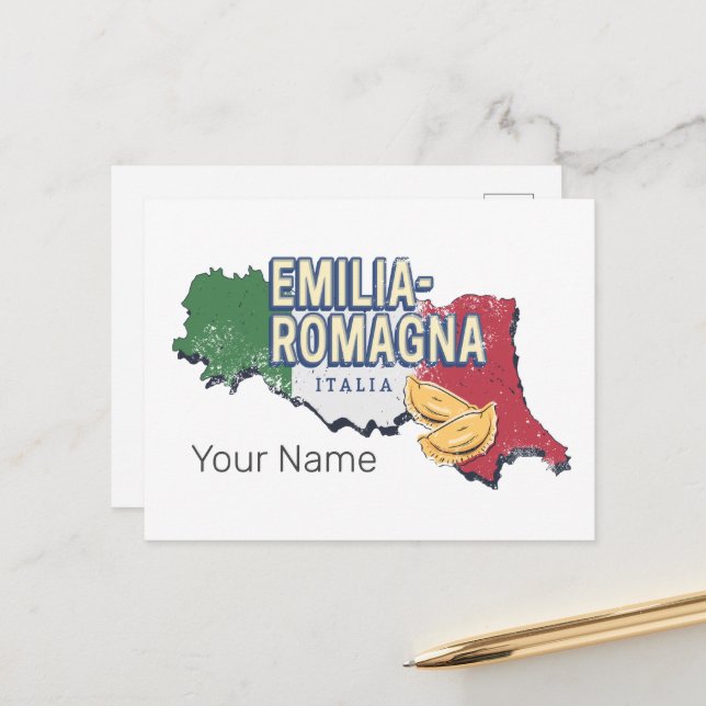 Emilia Romagna Flag Italien Retro Region Karte Vin (Vorderseite/Rückseite Beispiel)