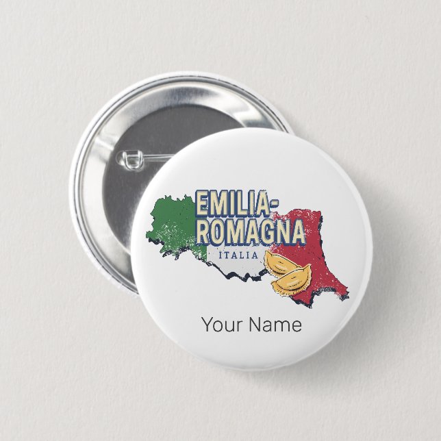 Emilia Romagna Flag Italien Retro Region Karte Vin Button (Vorne & Hinten)