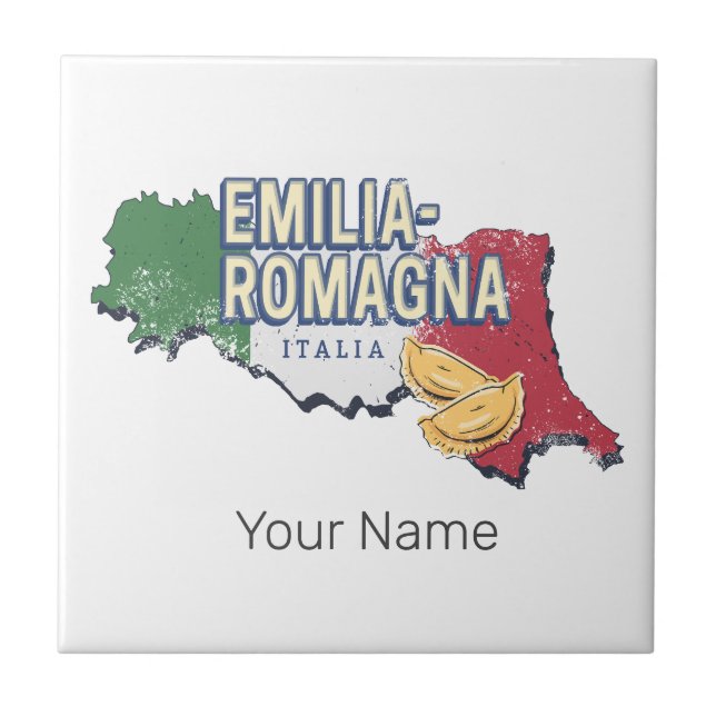 Emilia Romagna Flag Italien Retro Region Karte Vin Fliese (Vorderseite)