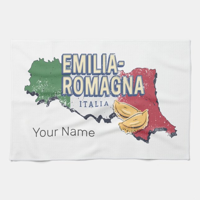 Emilia Romagna Flag Italien Retro Region Karte Vin Geschirrtuch (Horizontal)