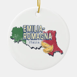 Emilia Romagna Flag Italien Retro Region Karte Vin Keramik Ornament