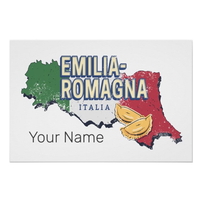 Emilia Romagna Flag Italien Retro Region Karte Vin Poster (Vorderseite)