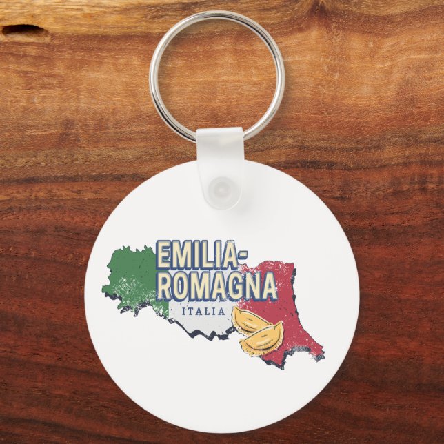 Emilia Romagna Flag Italien Retro Region Karte Vin Schlüsselanhänger (Vorderseite)