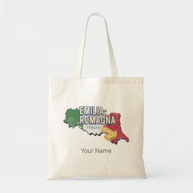 Emilia Romagna Flag Italien Retro Region Karte Vin Tragetasche (Vorne)