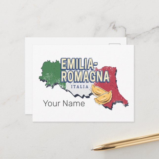 Émilie Romagne Drapeau Italie Retro Carte Région V (Devant/Arrière en situation)