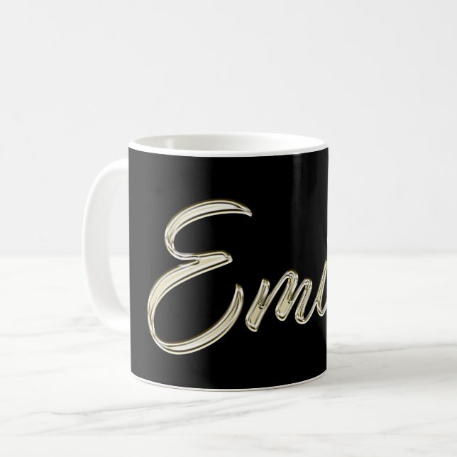 Emilio Name whitegold Tasse Teetasse Kaffeetasse (Vorderseite Links)