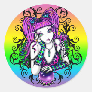 "Emily" Celestial Rainbow Crystal Ball Fee Runder Aufkleber