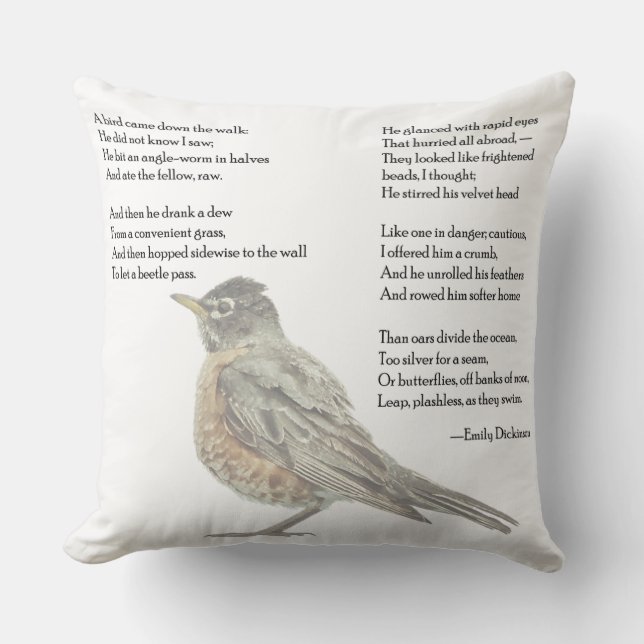 Emily Dickinson "Dans le jardin" Coussin poème (Recto)