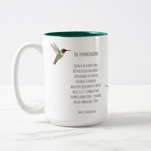 Emily Dickinson Hummingbird Zweifarbige Tasse (Links)