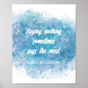 Emily Dickinson Literary Zitat über blaues Aquarel Poster
