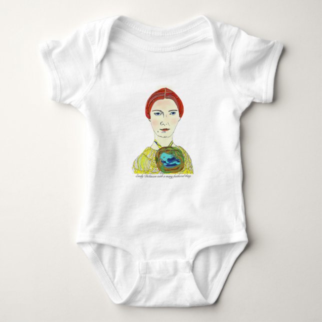 Emily Dickinson mit vielen versah Sache mit Federn Baby Strampler (Vorderseite)