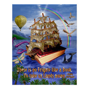 Emily Dickinson No Frigate Gedicht Library Book Oc Poster
