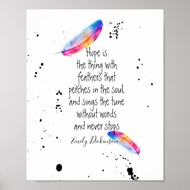 Emily Dickinson zitiert zu hoffnungsvollen Aquarel Poster (Vorne)