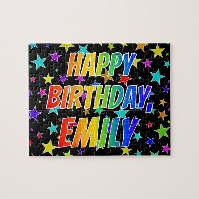 "EMILY" First Name, Fun "HAPPY BIRTHDAY" (Horizontal)