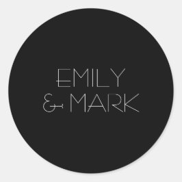 EMILY Modern Minimalistische Monochrome Hochzeitsa Runder Aufkleber