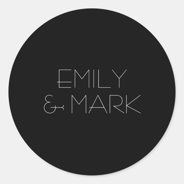 EMILY Modern Minimalistische Monochrome Hochzeitsa Runder Aufkleber (Vorderseite)