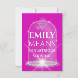 Emily Name bedeutet Diamond Birthday Pink Einladung