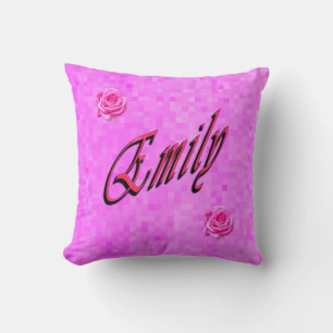 Emily, Name, Logo, auf rosa Mosaik Kissen