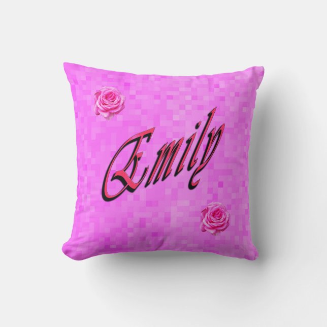 Emily, Name, Logo, auf rosa Mosaik Kissen (Vorderseite)
