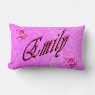 Emily, Name, Logo, auf rosa Mosaik Lendenkissen