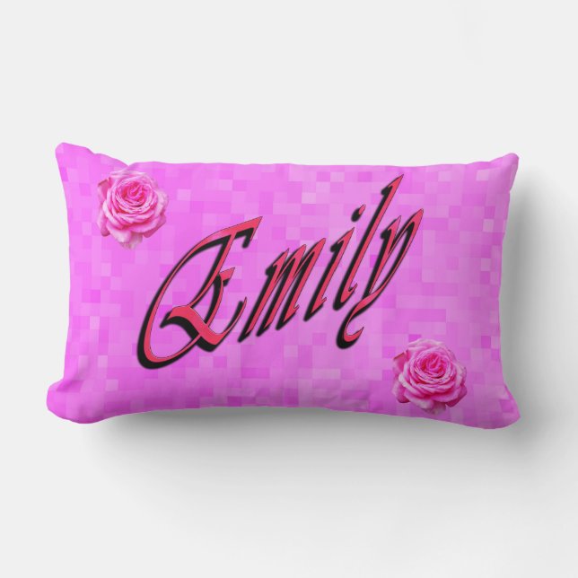 Emily, Name, Logo, auf rosa Mosaik Lendenkissen (Vorderseite)