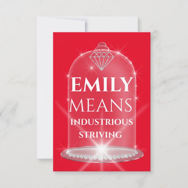 Emily Name Meaning Diamond Birthday Red Einladung (Vorderseite)
