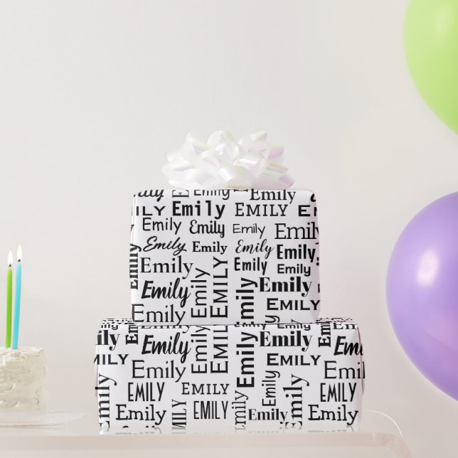 Emily Name on White Geschenkpapier (Partygeschenke)