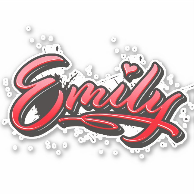 Emily red Heart graffiti Autocollants (Devant)