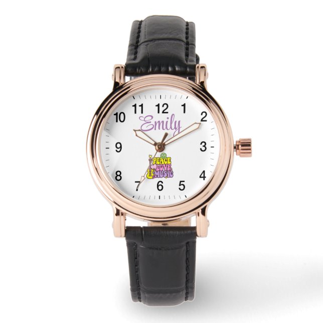 Emily's Peace Liebe Music Watch Armbanduhr (Vorderseite)