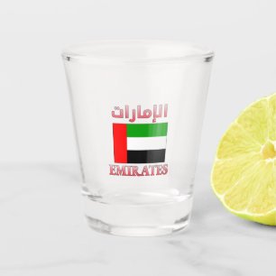 Emirates UAE Flag الإمارات Arabisch & Englisch Coo Schnapsglas