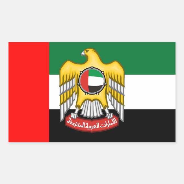 Emirati Flag & Emblem, Flagge der Vereinigten Arab Rechteckiger Aufkleber (Vorderseite)