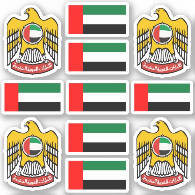 Emirati-Staatssymbole /Emblem und Flagge Aufkleber (Vorderseite)