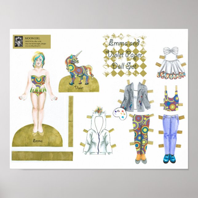 Emma and Violet Paper Doll Set - Play oder Display Poster (Vorne)