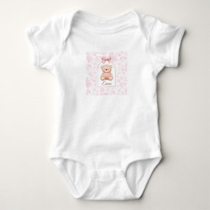 Emma Benutzerdefiniertes rosa Teddy-Bär-Kinderzi Baby Strampler