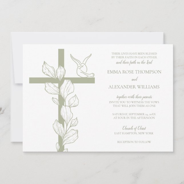 Emma Bible Verse 1 John 4:16 Christliche Hochzeit Einladung (Vorderseite)